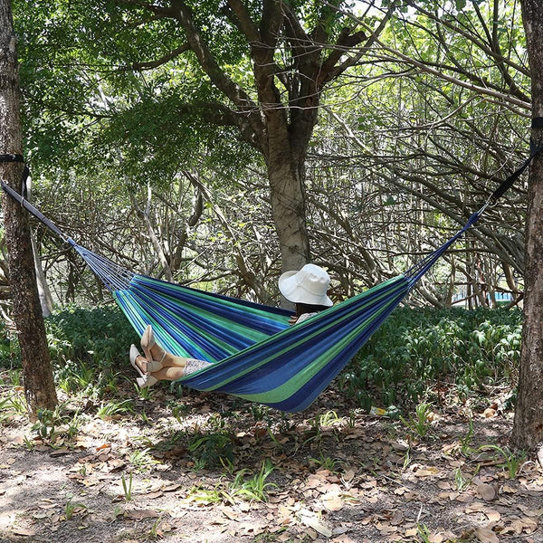 JBM Single Camping Hammock Portable Hammock with Carrying Bag - Support 264Lbs (Blue & Green)