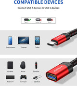JSAUX USB C to USB Adapter [2 Pack], Type C 3.0 OTG Cable on the Go Type C Male to USB a Female Adapter Compatible with Macbook, Iphone 16 Pro Max/16 Plus/16E/15, Samsung Galaxy S25/S24/S23-Red