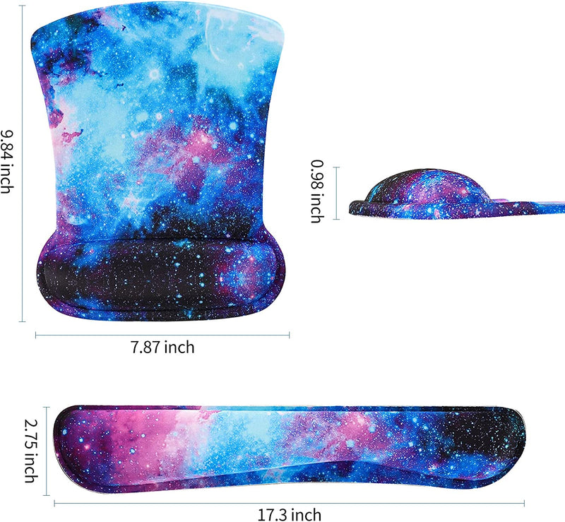 RICHEN Keyboard Wrist Rest Pad and Mouse Wrist Rest Support Mouse Pad Set,Sturdy & Comfortable & Lightweight for Easy Typing & Pain Relief-Ergonomic Support (Galaxy)