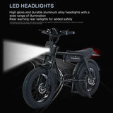 Akez-Electric Motorcycle Bike with 2 Seats 20*4.0 Fat Tire Off-Road Ebikes 1500W 48V 18AH 20 in 2023 Electric Bicycle New Fatbik