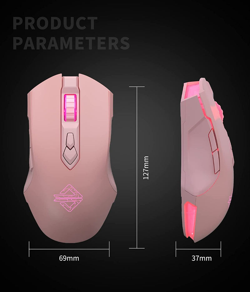 FIRSTBLOOD ONLY GAME. AJ52 Watcher RGB Gaming Mouse, Programmable 7 Buttons, Ergonomic LED Backlit USB Gamer Mice Computer Laptop PC, for Windows Mac OS Linux, Pink