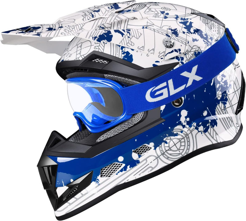 GLX GX623 Youth Atv/Dirt Bike Helmet Combo - Modern, Medium - DOT
