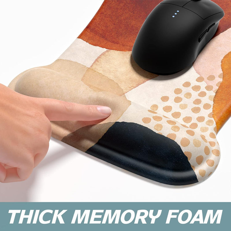 ITNRSIIET Mouse Pad Wrist Support Keyboard Wrist Rest Pad Ergonomic Mousepad Non-Slip Memory Foam Keyboard Pad Easy Typing Pain Relief Perfect for PC Laptop Gaming Office, Abstract Art Style