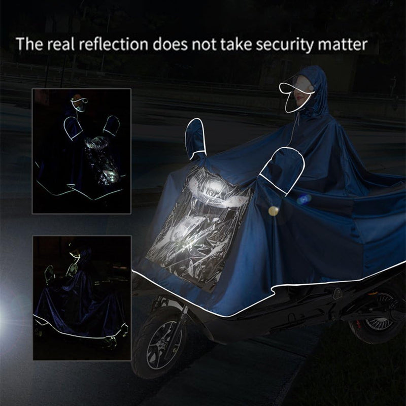 Haozaikeji Universal Motorcycle Raincoat Waterproof Hoodie Rain Cape Reusable Bike E-Bike Rain Coat Mobility Scooter Raincoat