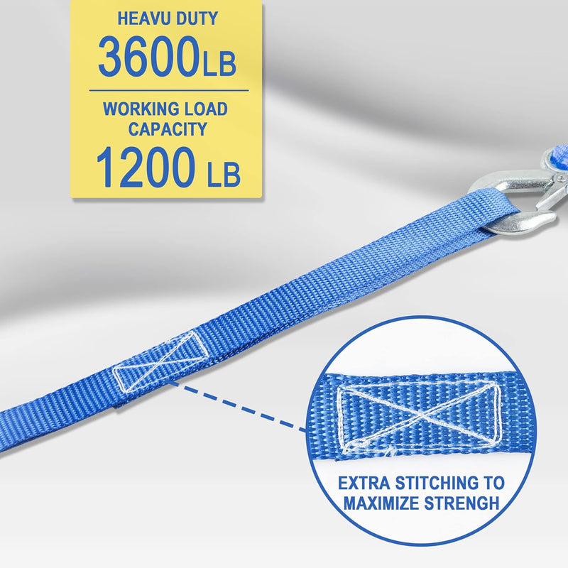 Cartman 16 Pack 1"X18" Soft Loop Motorcycle Tie down Straps 3600Lbs Load Capacity Tie-Down Loops for Secure Trailering of Bikes, ATV, Lawn Equipment, Blue