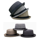 Cotton Sun Protection Top Hat for Men Simple and Retro Jazz Hat Outdoor Hip-Hop Street Dance Hat