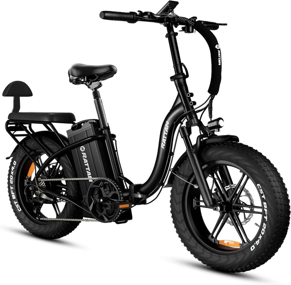 Rattan LM/LF Ultra 1800W Peak Electric Bike, 40.5Ah Battery, 60-120Miles Range, Folding Electric Bike, 33MPH Foldable Ebikes, Hydraulic Brakes, 20" X 4.0 Fat Tire Ebike, 2 Seater