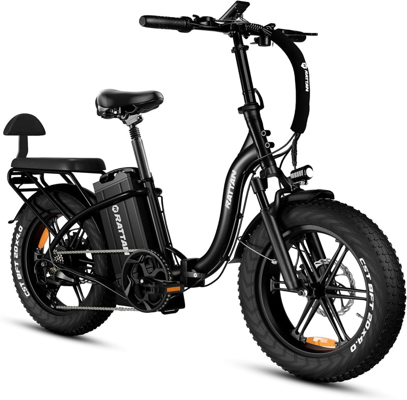 Rattan LM/LF Ultra 1800W Peak Electric Bike, 40.5Ah Battery, 60-120Miles Range, Folding Electric Bike, 33MPH Foldable Ebikes, Hydraulic Brakes, 20" X 4.0 Fat Tire Ebike, 2 Seater