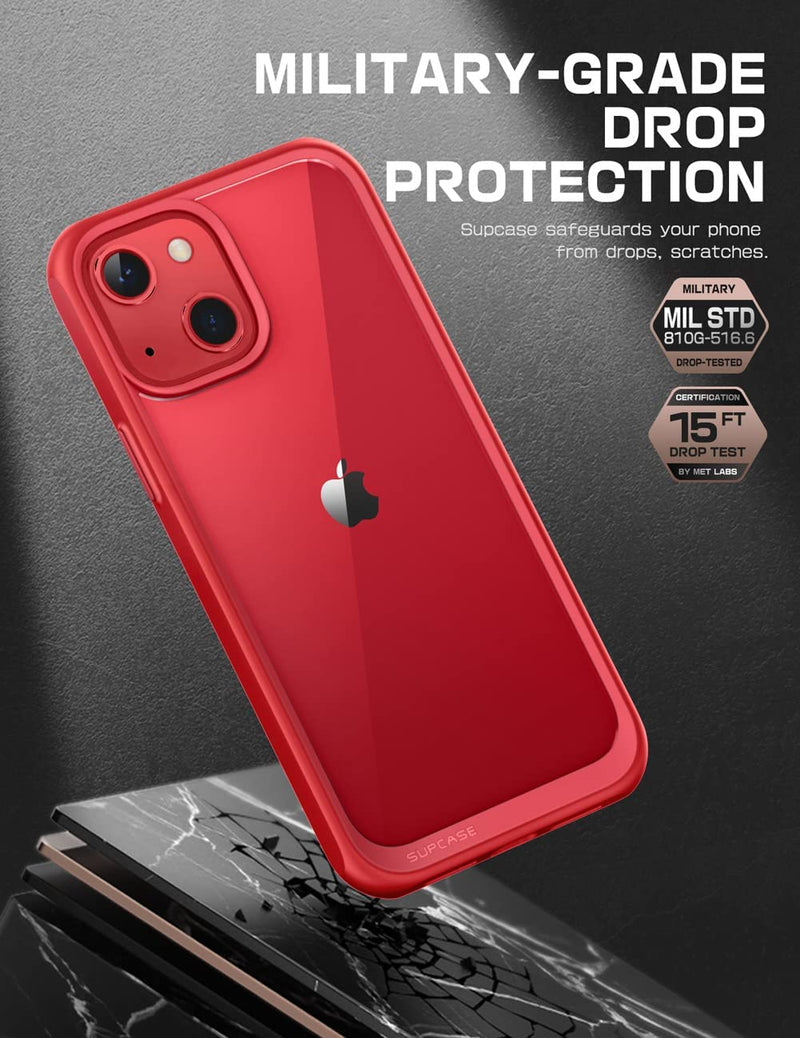 SUPCASE Unicorn Beetle Style Series Case for Iphone 13 (2021 Release) 6.1 Inch, Premium Hybrid Protective Clear Case (Red)