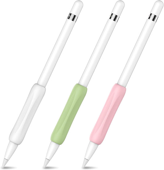 Ahastyle 3 Pack Silicone Grips Holders for Apple Pencil (USB-C) & Apple Pencil (1St / 2Nd Generation) Ergonomic Protective Skin Sleeve Compatible with Ipad Pen (White,Green,Pink)