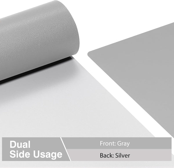 TOWWI Dual Sided Desk Pad, Large Desk Mat, Waterproof Desk Blotter Protector Mouse Pad, Leather Desk Pad Large for Keyboard and Mouse (36" X 17", Gray/Sliver)