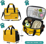 Petami Dog Travel Bag, Travel Pet Bag Organizer, Dog Food Travel Bag with Food Container and Bowls, Dog Travel Supplies Gift Accessories for Weekend Camping, Dog Cat Diaper Bag (Yellow, Medium)