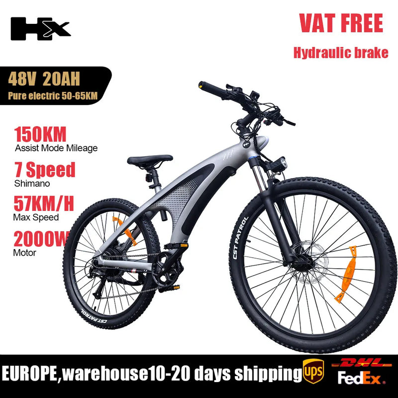 HX Q5 Ebikes 2000W Adults Electric Bike 57KM/H Electric Bicycle 27.5 Inch Removable Battery Electric E Bikes Mountain Ebike