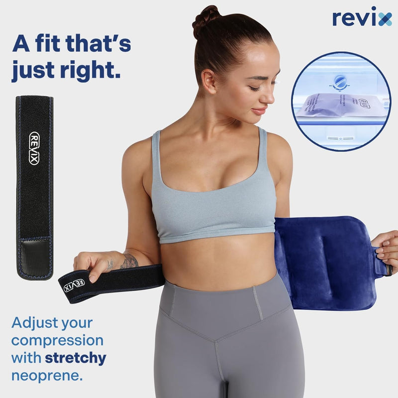 REVIX Ice Pack for Injuries Reusable Gel for Lower Back, Cold Packs for Back Shoulder, Elbow, Hip, Leg, Wrap around Entire Knee, Soft Cold Compress,16 × 9" Navy