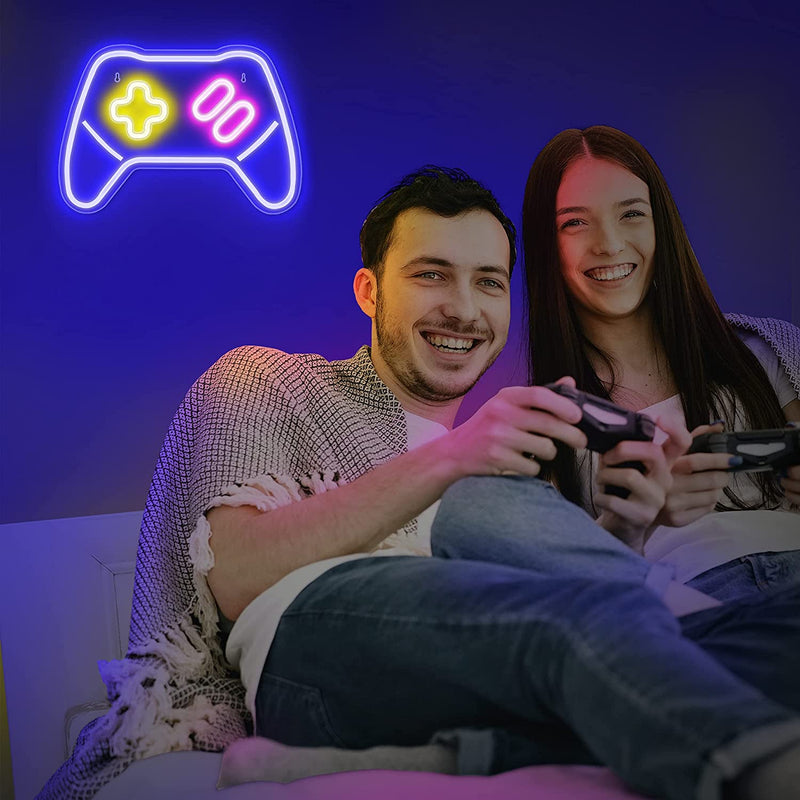 Lumoonosity Game Controller LED Neon Sign - Gamepad Shaped Light for Gamers and Streamers - Gaming Console Night Light with On/Off Switch for Bedroom and Game Room Decor