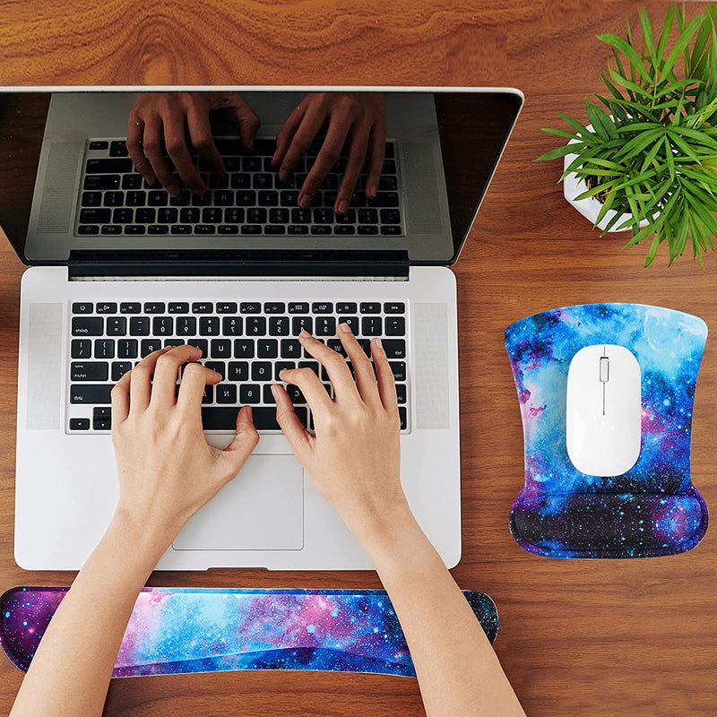 RICHEN Keyboard Wrist Rest Pad and Mouse Wrist Rest Support Mouse Pad Set,Sturdy & Comfortable & Lightweight for Easy Typing & Pain Relief-Ergonomic Support (Galaxy)
